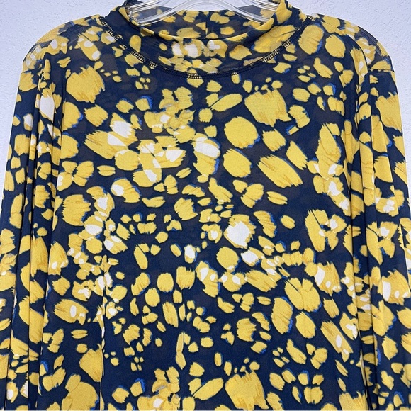 LOGO Layers Lori Goldstein Womens Blue and Yellow Long Sleeve Blouse Size Large - Picture 3 of 6